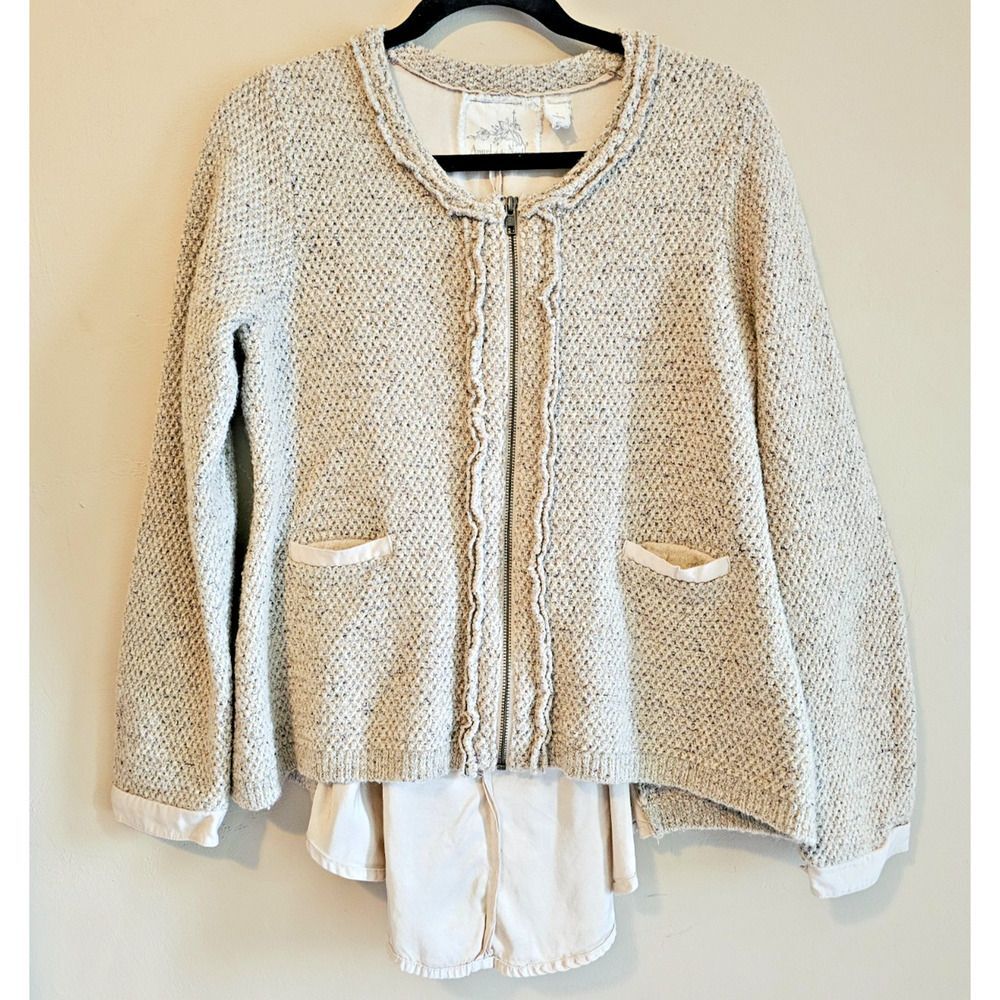 Angel of the north full zip knit sweater/jacket  Size L, layered, anthropologie